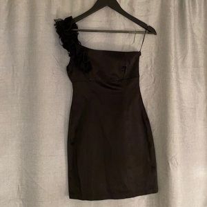 Zara “night collection” black one shoulder ruffle dress